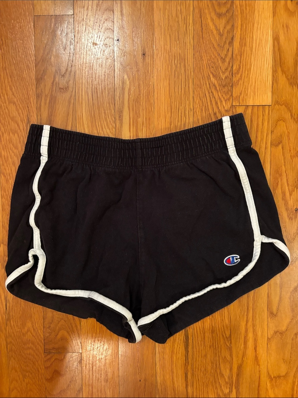 Champion Women’s Black Athletic Shorts with White Piping